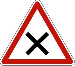 Crossroads ahead and vehicles on the right have priority sign