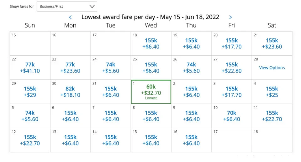 UAL Flight Search Results Image 1
