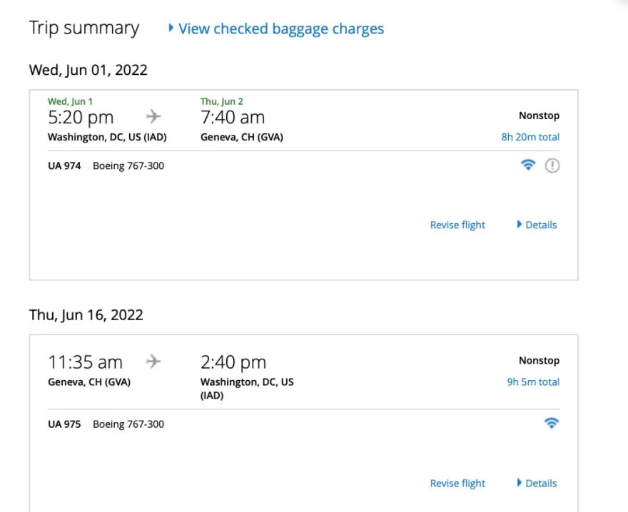 UAL Flight Search Results Image 2