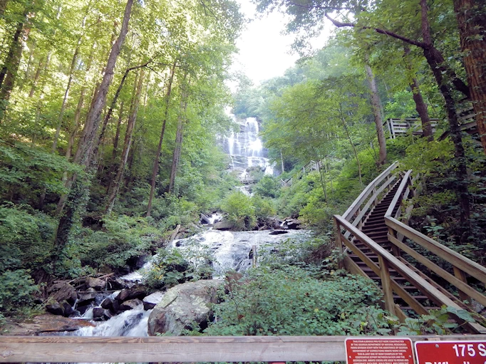 You can see how steep the stairs are, but that is where you have to go to reach the top of the falls