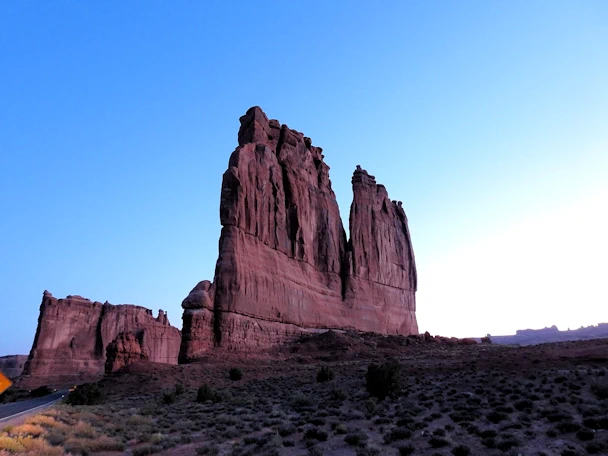 Arches National Park: Court House Towers at Sunrise